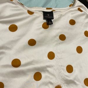 Polka dot gold & white shirt